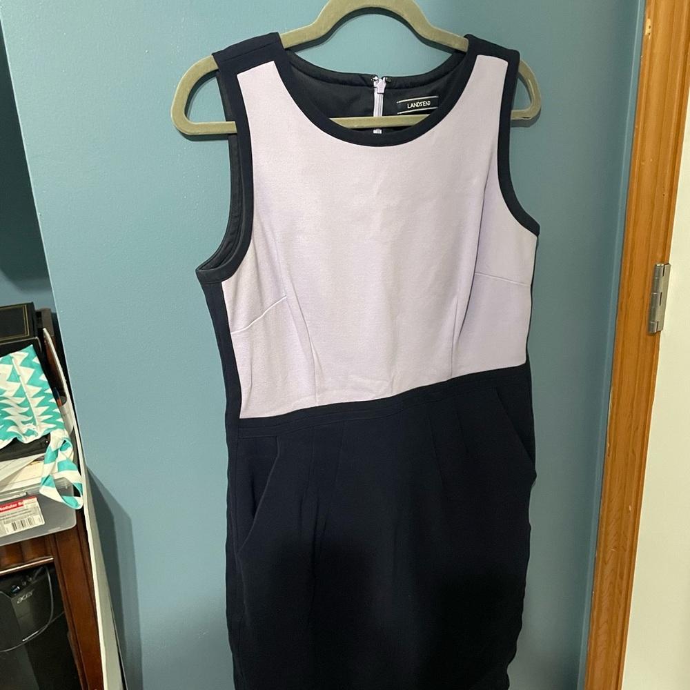 Lands' End Women's Dress in Navy and Lavender